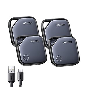 UGREEN FineTrack (iOS Only) Air Tracker Tags 4 Pack - USB-C Rechargeable - $23.19 Amazon