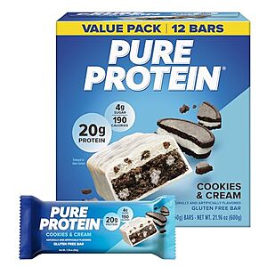 [Prime, SnS] $9.68* | 12-Pack 1.76-Oz Pure Protein Bars (Cookies And Cream) at Amazon