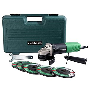 Metabo HPT 4-1/2-Inch Angle Grinder, Includes 5 Grinding Wheels & Hard Case, 6.2-Amp Motor, Compact & Lightweight, G12SR4 $39