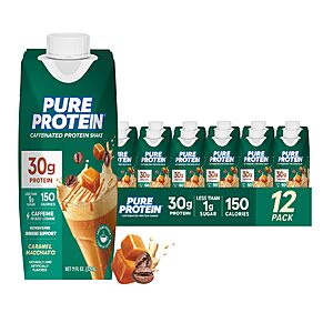 Prime, 12 ct, Pure Protein Caramel Macchiato Protein Shake, 30g or caramel macchiato, $12.59