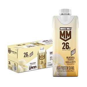 Prime, $13.79, Muscle Milk High Protein Shake, Cookies 'n Creme, Straw, Vanilla, 11 oz Cartons (12 Pack)