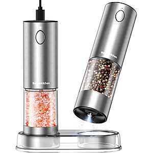Prime: 95ml Bonsenkitchen Rechargeable Salt and Pepper Grinder Set (Bright Silver) $10.19 + Free Shipping