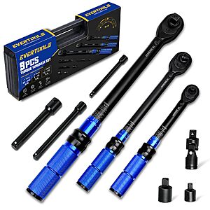Prime, $43.99, Evertools 9-Piece Click Torque Wrench Set