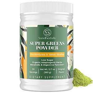 Super Greens Powder Superfood + Electrolytes & Tonic Herbs | Organic Greens 30 Servings 12.7 oz S&S 5% $12.91 with 10% $12.23
