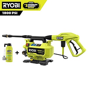 RYOBI 1800 PSI 1.2 GPM Cold Water Corded Electric Pressure Washer with 4 oz. Pump Protector, $89, FS, Home Depot