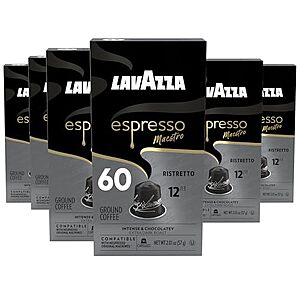 [Prime, SnS, AC] $15.19* | 6-Pack 10-Count Lavazza Espresso Maestro Aluminum Espresso Capsules Compatible with Nespresso (Ristretto) at Amazon