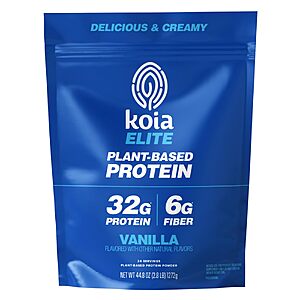 Koia Elite Vanilla, Plant-Based Protein Powder, Prebiotic Fiber, Dairy-Free Plant-Based Powder with 32 g of Protein and 6 g of Fiber 2.8 LB 15% S&S $21.59