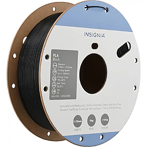 1.75mm Insignia PLA 3D Printer Filament Spool, 2.2-Lb (Black) $8.99 + Free Store Pickup at Best Buy