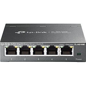 [Prime] $16.99 | TP-Link 5-Port Gigabit Ethernet Easy Smart Switch (TL-SG105E) + 10% Back w/ Prime Visa Card at Amazon