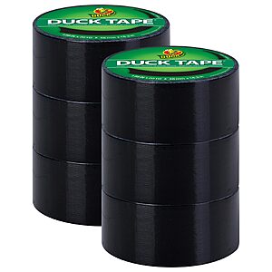 [Prime]$10.94: Duck Tape Brand Color Duct Tape, 6 Rolls, 1.88 in x 20 Yds, Black Project Pack at Amazon