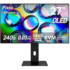 $379.99* | 27" Pixio PX277 OLED MAX 2560x1440 240Hz 0.03ms Gaming Monitor at Amazon