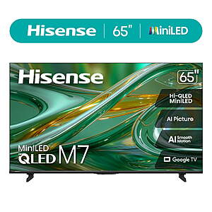 Hisense 65" M7 Mini-LED QLED 4K UHD Google Smart TV (65M7SG, 2026 Model) $399.99