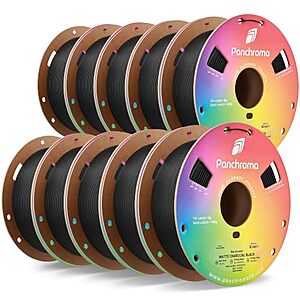 [Prime, SnS] $80.74* | 10-Pk 1KG Polymaker 1.75mm Panchroma Matte PLA 3D Printer Filament (Charcoal) at Amazon