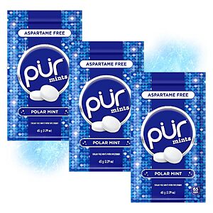 [Prime] 3-Packs PUR Gum Xylitol Mints (Polar Mint or Cinnamon) $8.43 w/ S&S + Free Shipping