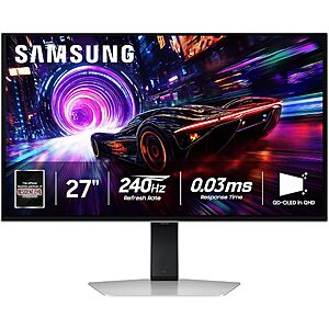 SAMSUNG 27-inch Odyssey QD-OLED G8 (G81SF), 4K, 240Hz, 0.03ms Response Time, DisplayHDR True Black 400, AMD FreeSync™ Premium Pro, Ergonomic Stand, LS27FG810SNXZA, $664.99