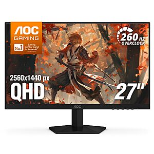 AOC 27" 1440p 260Hz IPS NVIDIA G-SYNC Q27G41ZE $135.99