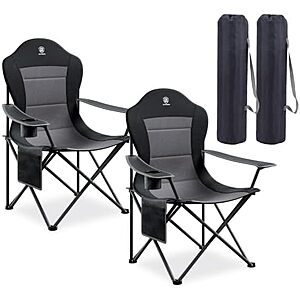 $66.48* | 2-pk EVER ADVANCED Folding Camping Chair w/ High Padded Back (black) at Amazon
