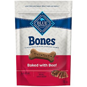 4-Pack 16-Oz Blue Buffalo BLUE Bones Large Dog Biscuits (Beef) $11.95 w/ S&S + Free Shipping w/ Prime or on $35+