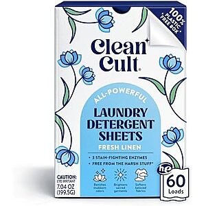 [Prime, SnS, AC] $4.64* | 60-Count Cleancult Laundry Detergent Sheets (Fresh Linen) at Amazon