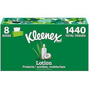 [Prime, SnS, AC] $11.32 | 8-Pack 180-Count Kleenex Lotion Facial Tissues at Amazon ($1.42 each)