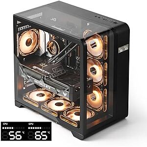 [Prime] $76.99* | darkFlash L280 ATX Mid-Tower PC Computer Case w/ Digital Display & 4 ARGB Fans (Black) at Amazon