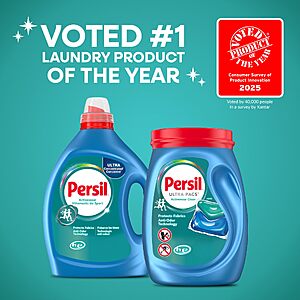 PRIME DEAL $12.77-$13.00: Extra 10% off S&S Q Persil Activewear Clean Liquid Laundry Detergent, 82 Loads, 82.5 Fl Oz or OXI Persil Advanced Clean Oxi+Odor   82 Loads, 82.5 Fl Oz