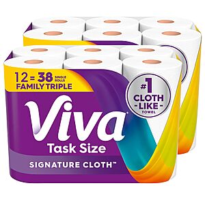 $18.75 S&S 25% off Q PRIME ONLY: Viva Signature Cloth Paper Towels, 12 Family Triple = 38 reg, + deal on larger pack