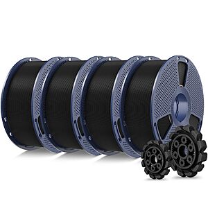 SUNLU PLA+2.0 3D Printer Filament, Black, 4-Pack (4KG)