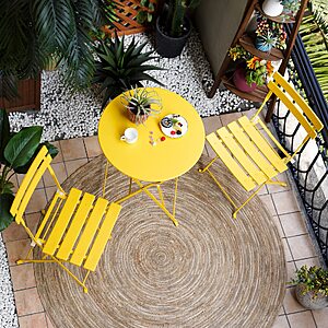 Grand patio 3-Piece Folding Patio Bistro Set (Various Colors) Outdoor Porch Balcony, Yellow $84.99