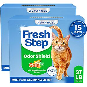 Fresh Step Advanced Odor Shield Clumping Cat Litter with Gain, 18.5 lb, 2Pk $18
