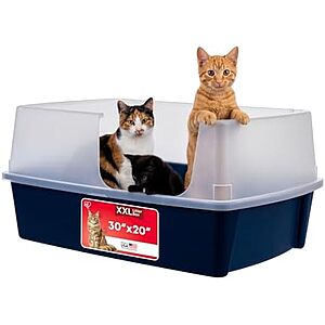 [Prime] $29.92* | IRIS USA Extra Large Open Top Litter Box w/ Scatter Shield (30" x 20" x 14") at Amazon