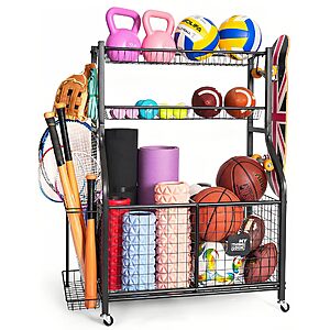 Mythinglogic Rolling Sports Equipment Organizer for Garage Gear and Toys STARTING at $85.73