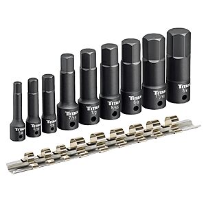 Amazon: Titan 49010 9-Piece Extra-Long Impact SAE Hex Bit Socket Set $16.54 (Reg $39.99, ~59% Off) + FS w/ Prime