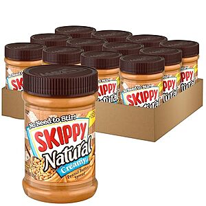 [Prime, SnS] $16.38* | 12-Pack 15-Oz SKIPPY Natural Creamy Peanut Butter Spread at Amazon ($1.36 each)