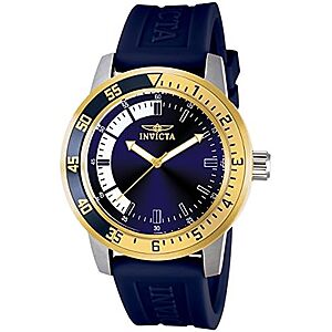 [Prime] $24* | Invicta 45mm Men's Specialty Silicone Quartz Watch (blue/gold) at Amazon