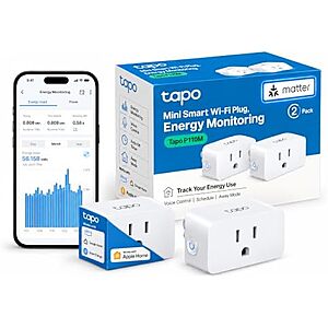 [Prime] $14.99* | 2-Pack TP-Link Tapo P110M Smart Wi-Fi Plug Mini + 25% Back w/ Prime Visa Card at Amazon