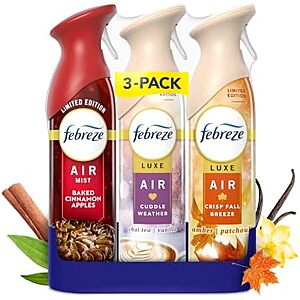 [Prime, SnS, AC] $19.01 | 3 × 3-Pack 8.1-Oz Febreze Odor-Fighting Air Freshener Spray (Cuddle Weather) ($6.34 each) at Amazon