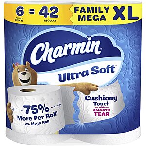 $27.70 Free Ship for ALL S&S Qs $15 off :   24 Family Mega XL Rolls Charmin Ultra Soft = 168 regular