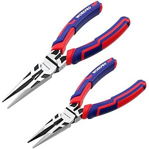 [Prime] $14.99* | 2-Pc Workpro Needle Nose Pliers Set w/ Wire Cutter (6" & 8") at Amazon