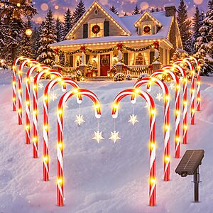 Amazon – Ahaorigin 12-Pack Solar Candy Cane Christmas Lights - $23.99 w/ Code