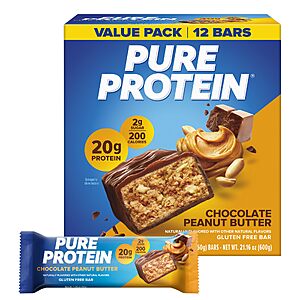 Prime Deal | Pure Protein Chocolate Peanut Butter Protein Bars, 20g Protein, 12 Ct $11.21 [S&S]