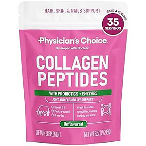 [Prime, SnS, AC] $7.79* | 8.67-Oz Physician's Choice Collagen Peptides Hydrolyzed Protein Powder (Unflavored) at Amazon