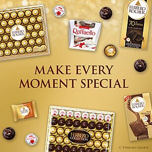 $6.97 AMAZON Ferrero Rocher Chocolate, Hazelnut Milk Chocolates, 12 Ct, 5.3 oz
