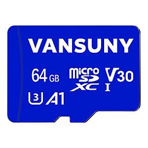 Vansuny Micro SD Card 64GB microSDXC Memory Card with SD Adapter A1 App Performance V30 - $14.99