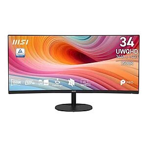 MSI PRO MP341CQ E12 34" UWQHD (3440 x 1440) 120Hz VA Curved Screen UltraWide Monitor $177.99