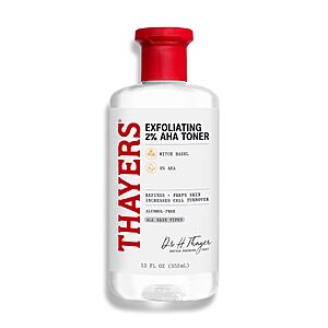 $6.09: [AC, S&S] 12 oz Thayers 2% AHA Exfoliating Toner, Glycolic & Lactic Acid, Witch Hazel at Amazon