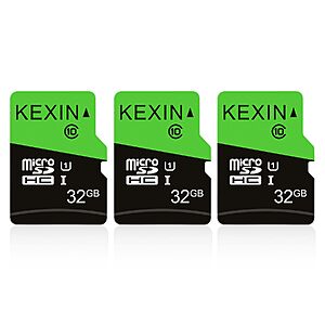 KEXIN 3 Pack 32GB Micro SD Card Memory Card MicroSDHC UHS-I Memory Cards Class 10 High Speed Card, C10, U1 - $24.64