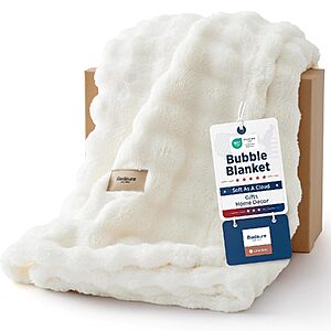 [Prime] 50"x60" Bedsure CloudBubble Soft Throw Blanket: (Off White) $9.22, (Lt. Pink) $10.20 + Free Shipping