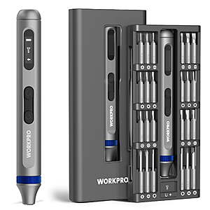 WORKPRO 3.7V Electric Precision Screwdriver Set, 52-in-1 Cordless Mini Driver Kit with LED Light & S2 Steel Bits $23.74