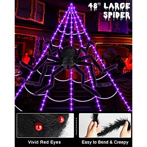 Amazon – 16.4' Light-Up Halloween Spider Web w/ 48" Spider - $17.99 w/ Code
